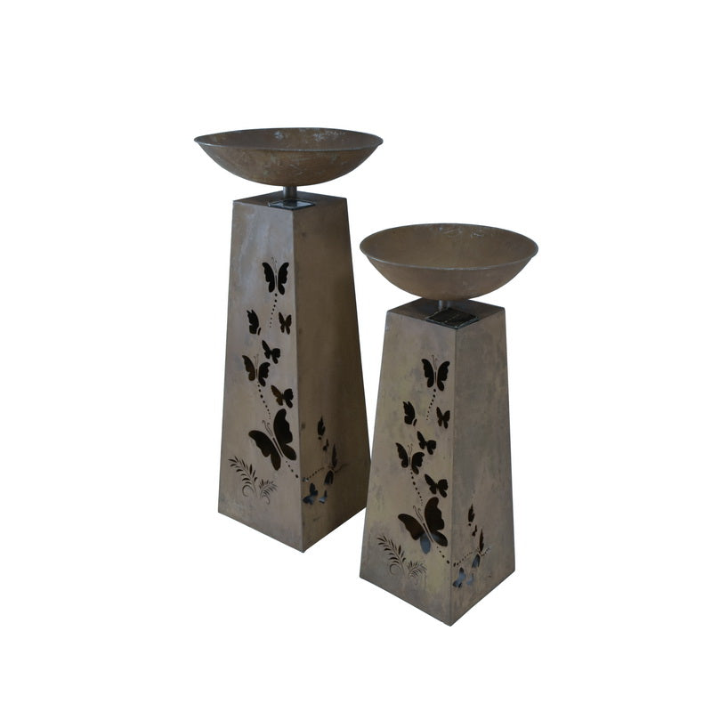 Nested Butterfly Pillar Planters wIth Solar LED