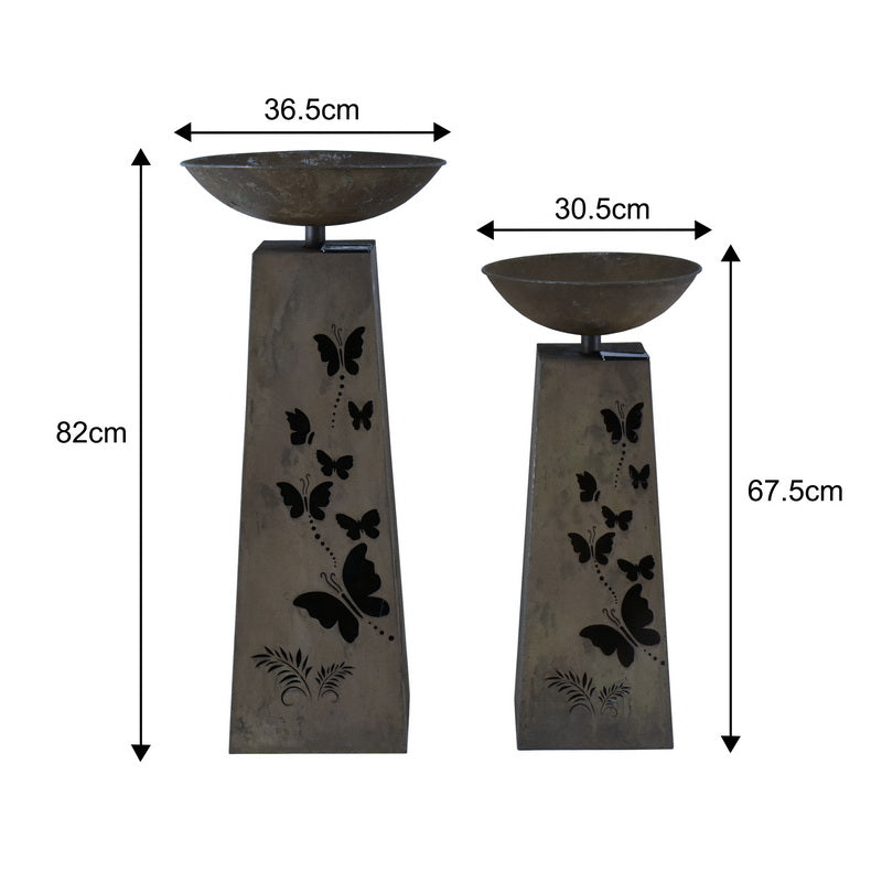 Nested Butterfly Pillar Planters wIth Solar LED