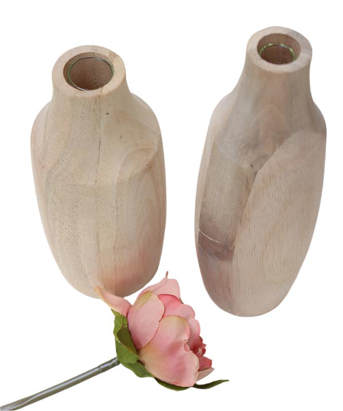Wooden Vase with Glass Tube