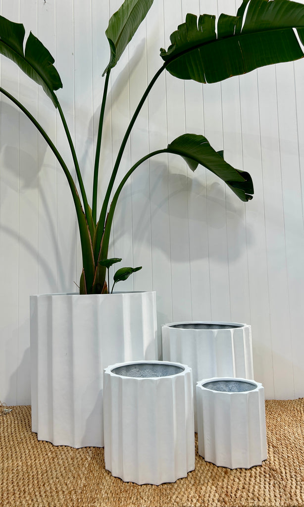 Ribbed Planter White