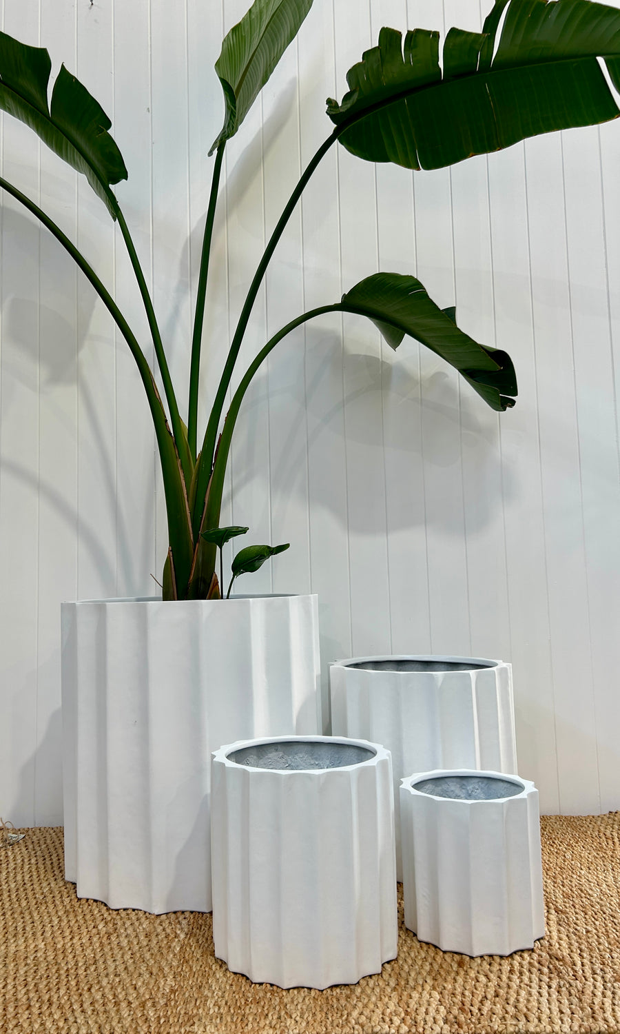 Ribbed Planter White