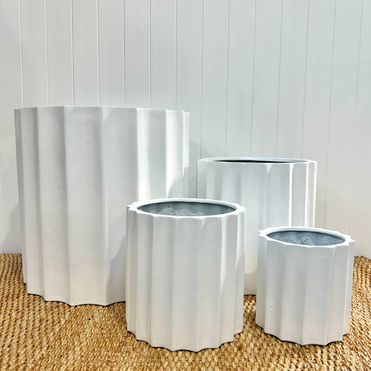 Ribbed Planter White