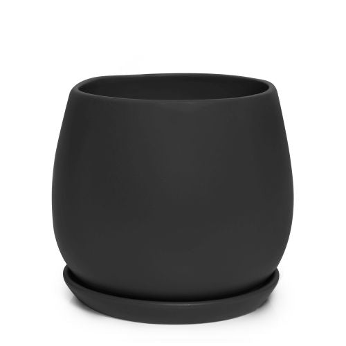 Egg Pot with Saucer Matte Black