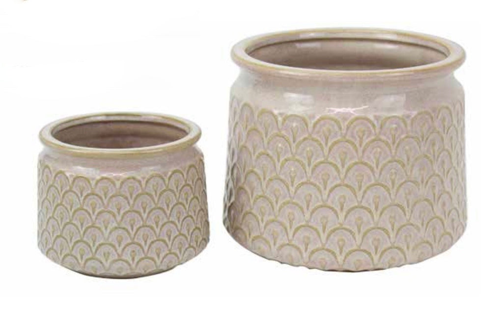Oatmeal Beige Scallop Pattern Planters