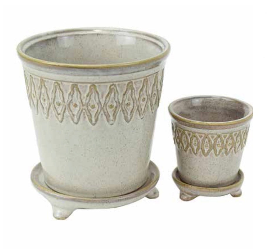 Shoji White Diamond Design Rim Pots