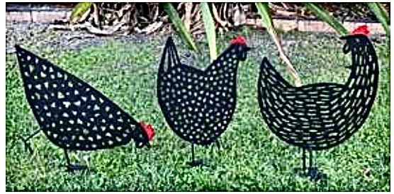 Metal Hens Garden Stakes
