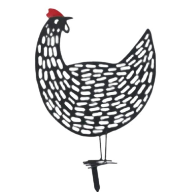 Metal Hens Garden Stakes