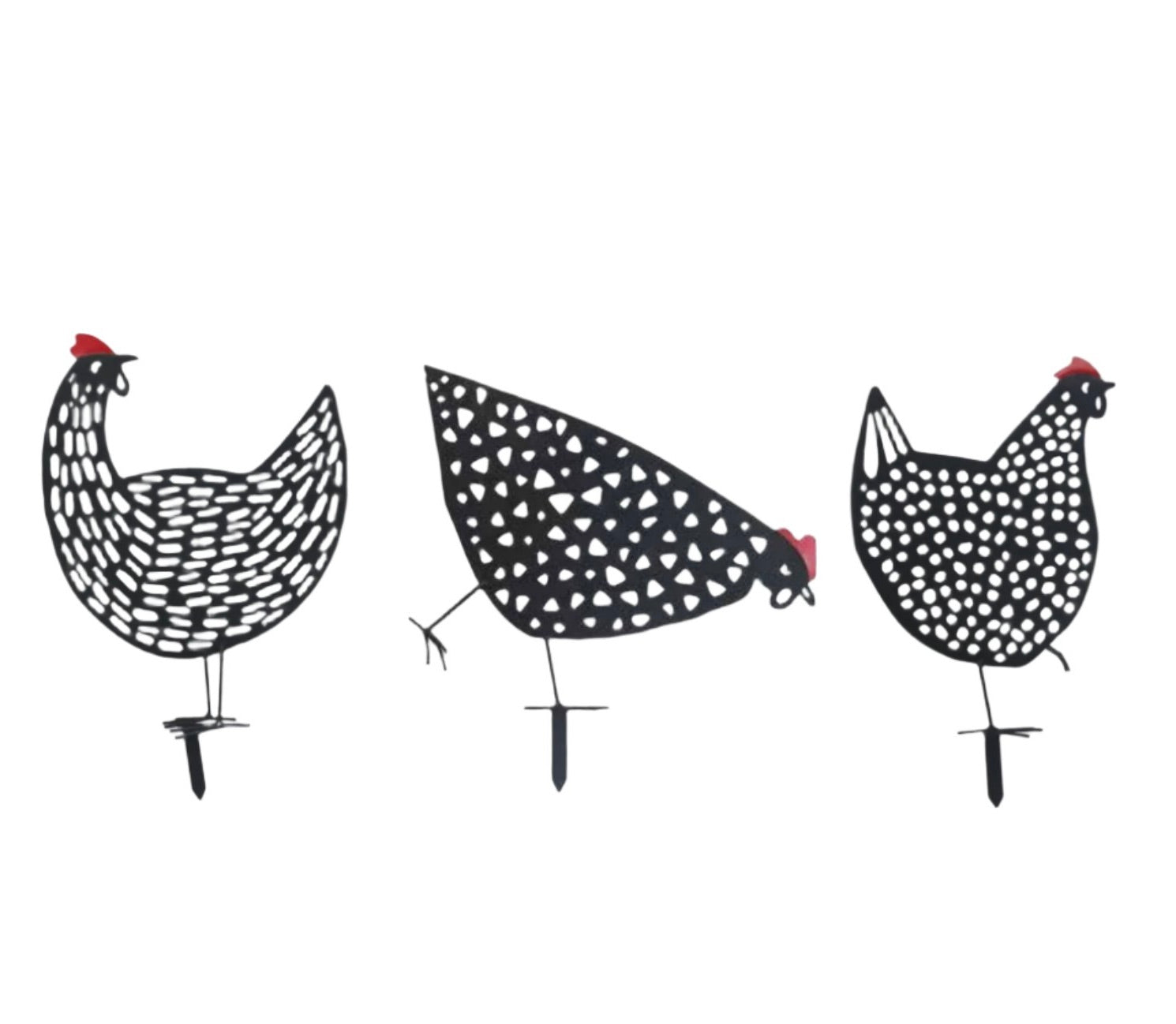 Metal Hens Garden Stakes