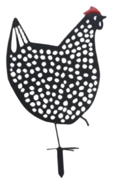 Metal Hens Garden Stakes