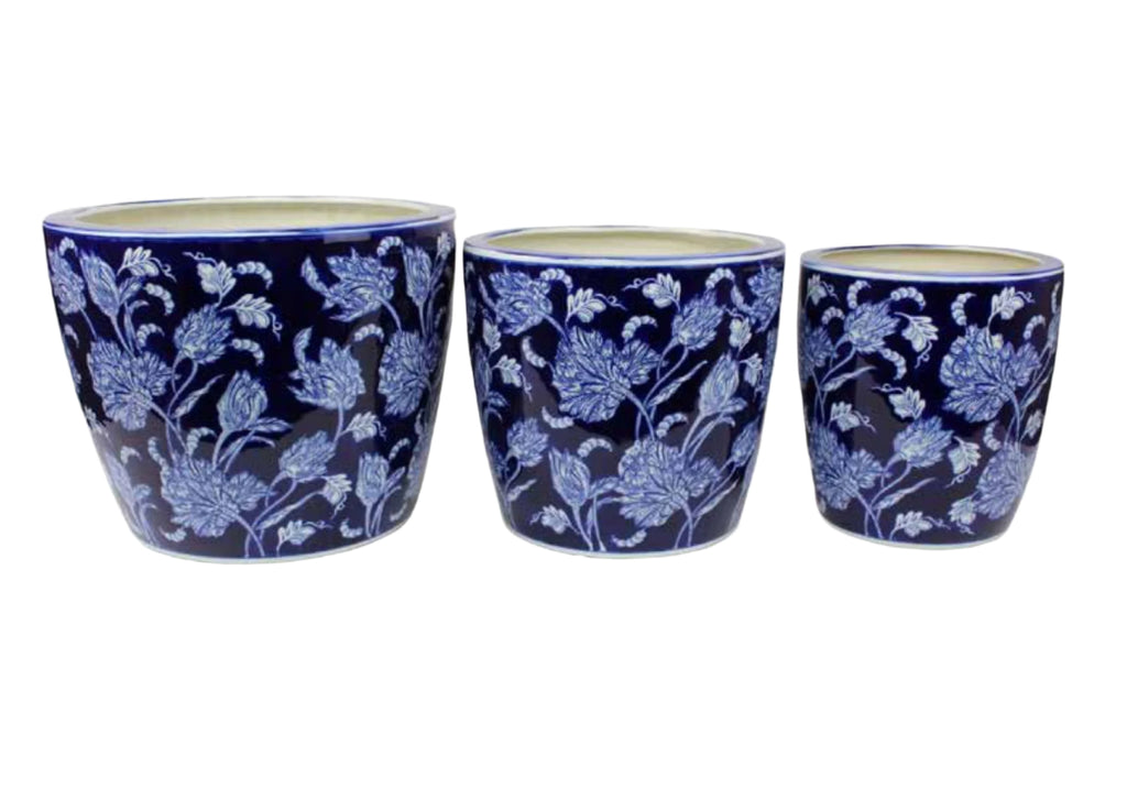 Royal Blue Floral Extra Large Planter