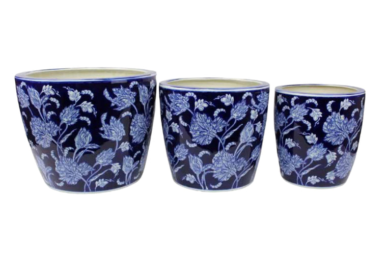 Royal Blue Floral  Extra Large Planter