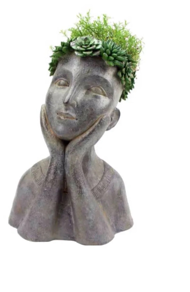 Girl Flower Planter - Leaning