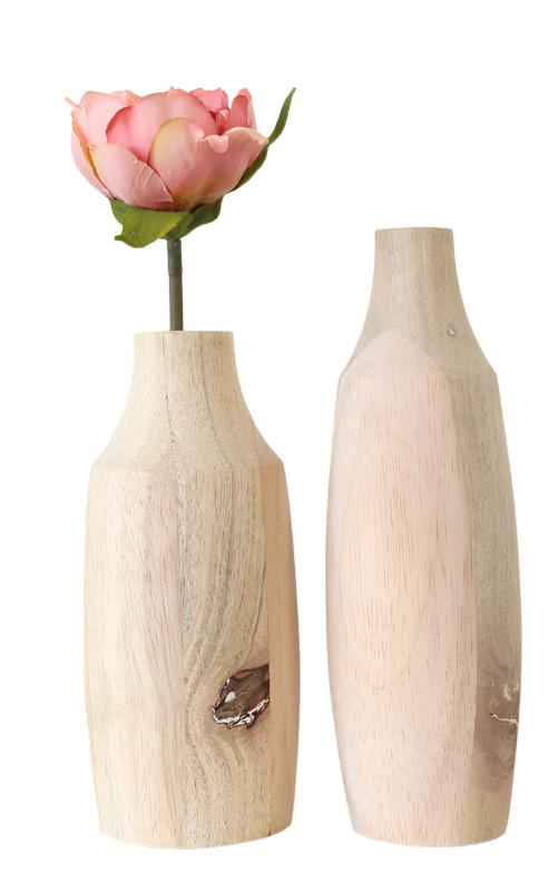 Wooden Vase with Glass Tube