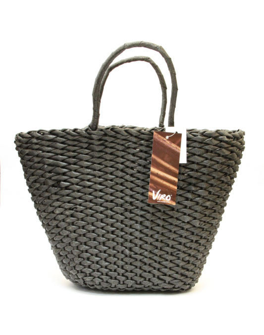 Basket Viro Fibre Water Hyacinth Black Oval Shaped