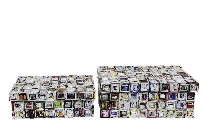 Decorative Box, Many Squares Set of 2