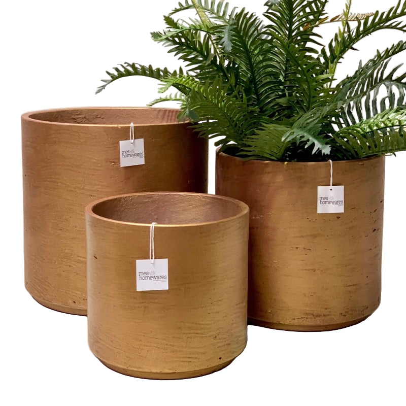 Short Cylinder Metallic Bronze Set of 3 Sale