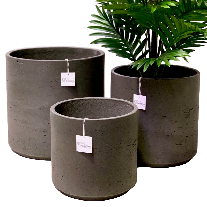 Short Cylinder Black washed Set of 3 Sale
