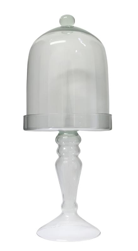 Glass Hurricane With Stem and Dome