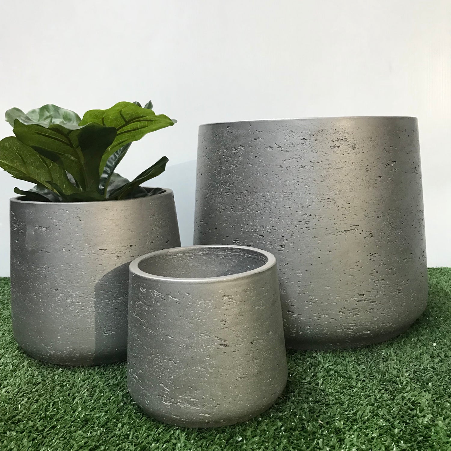 Squash Pot Metallic Silver