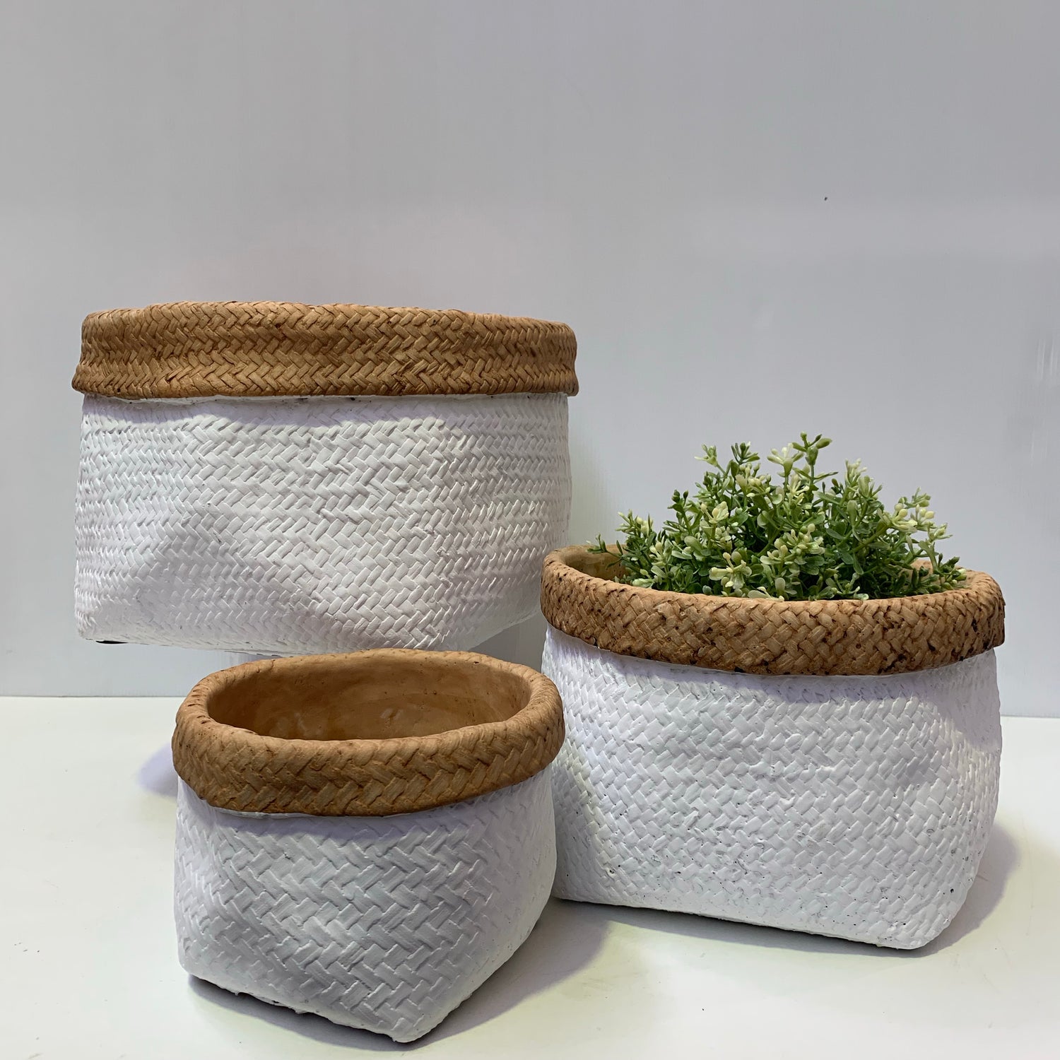 Two Toned Basket Weave Pots