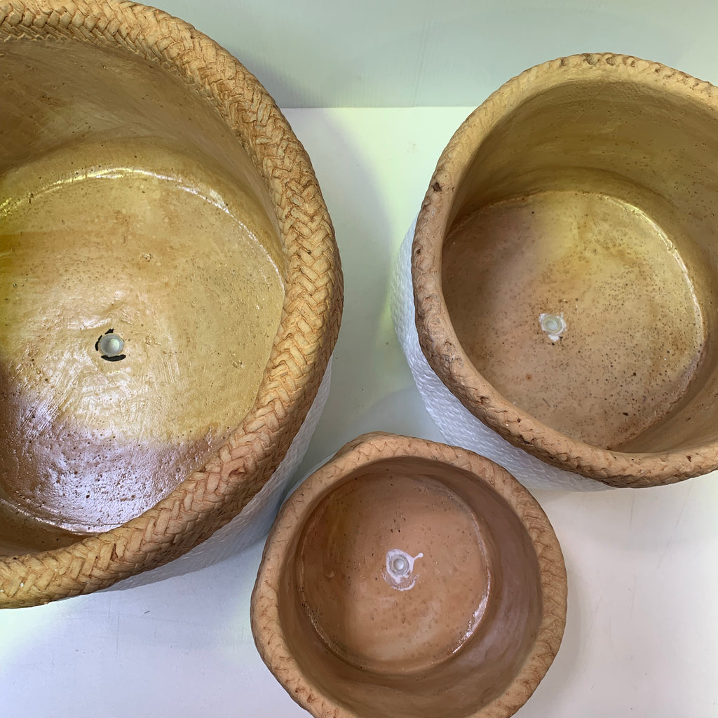 Two Toned Basket Weave Pots