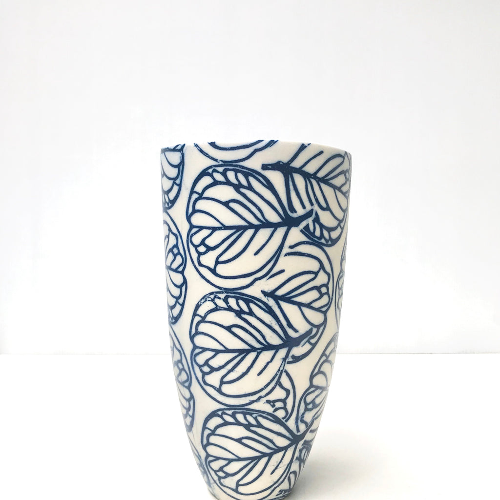 Small Porcelain Vase in Blue Print