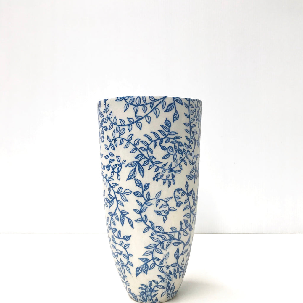 Small Porcelain Vase in Blue Print