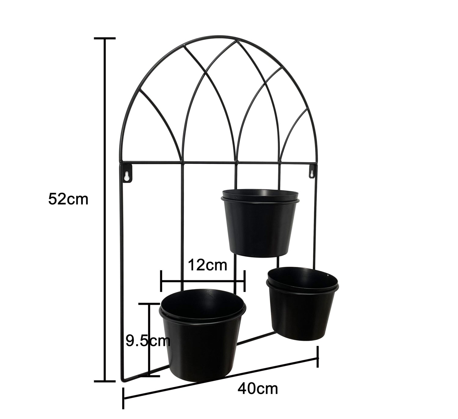 Black Arched 3-Pot Wall Planter