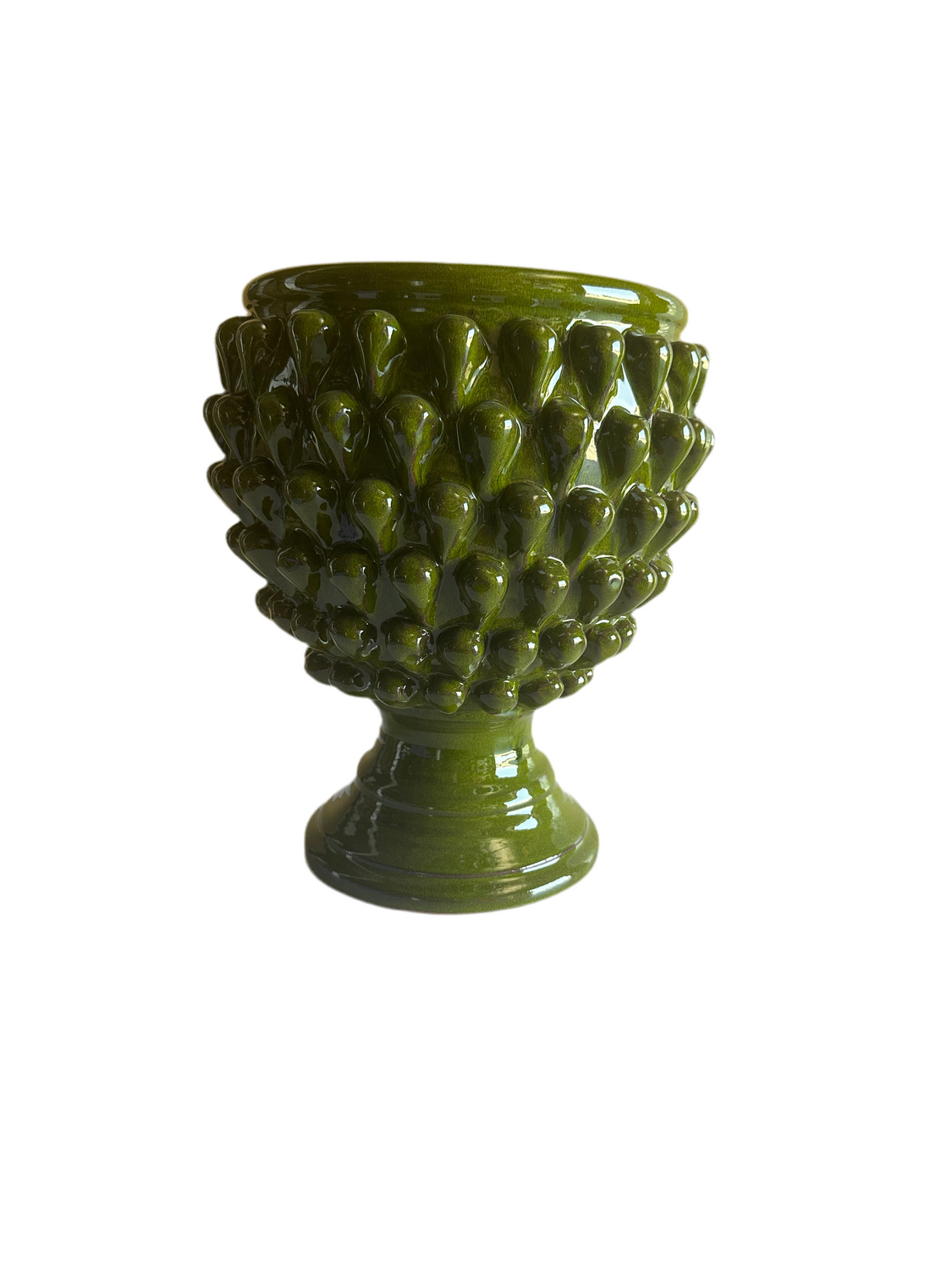 Hobnail Portuguese Green Pedestal Planter