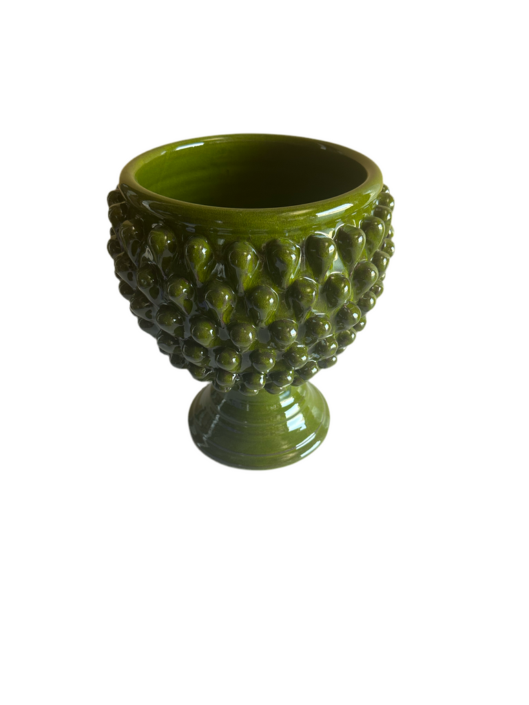 Hobnail Portuguese Green Pedestal Planter