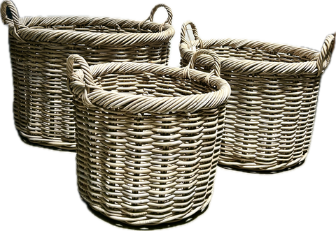 Short Log basket White Wash