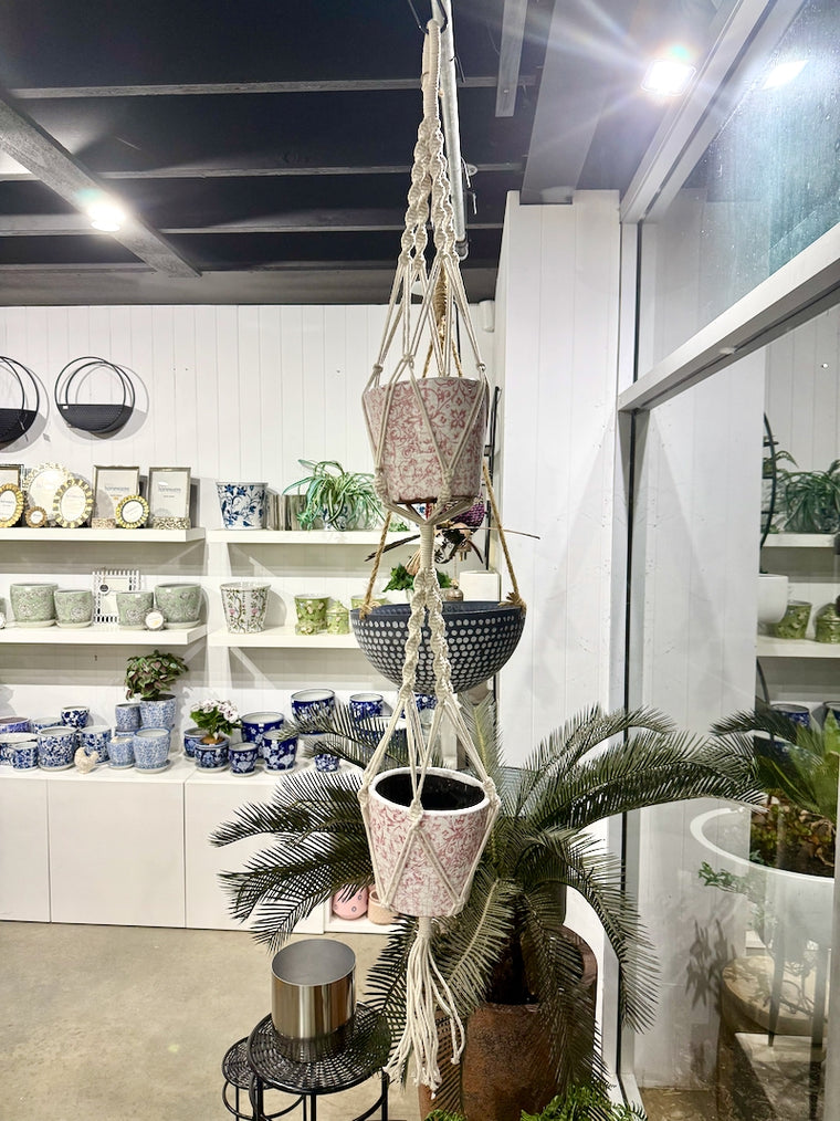 Macrame Pot Hanger- Cotton Double Pot