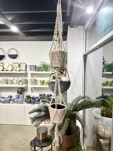 Macrame Pot Hanger- Cotton Double Pot