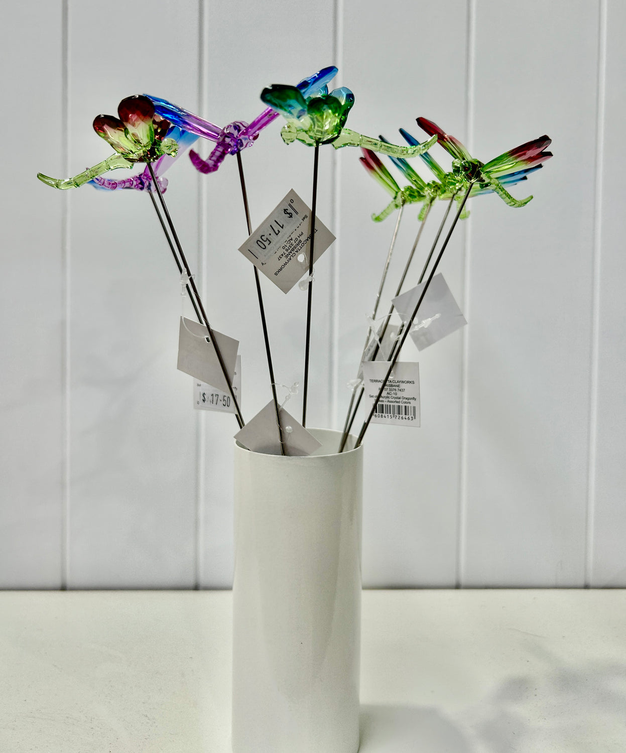 Acrylic Crystal Dragonfly Stakes