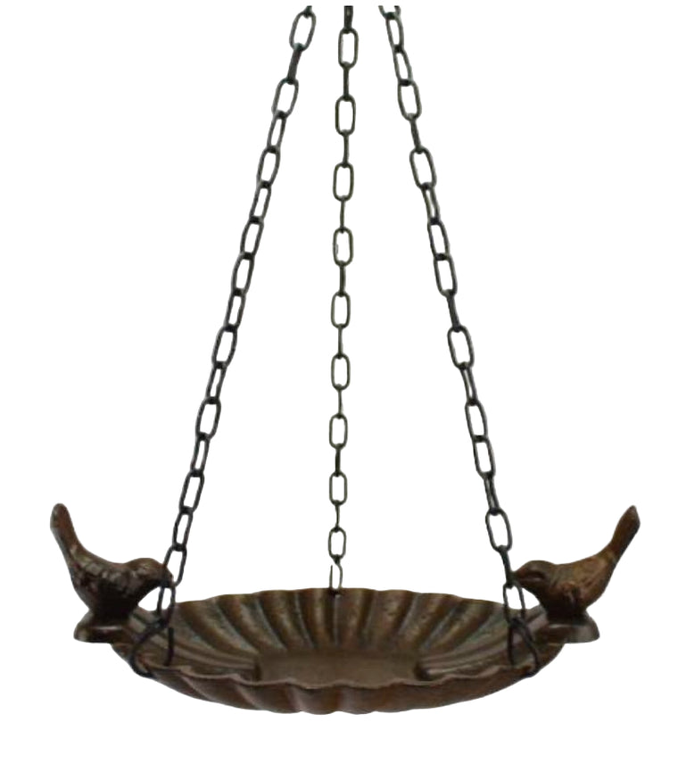 Hanging Cast Iron Bird Feeder with Two birds