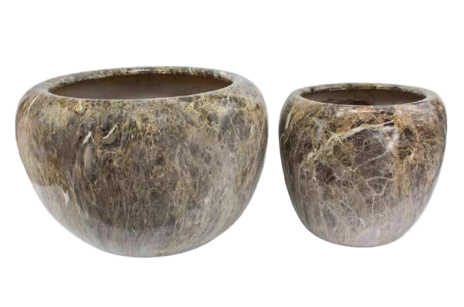 Bellied Planter Pots - Emperador Finish