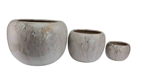 Bellied Planter Pot - Dover Marble Finish