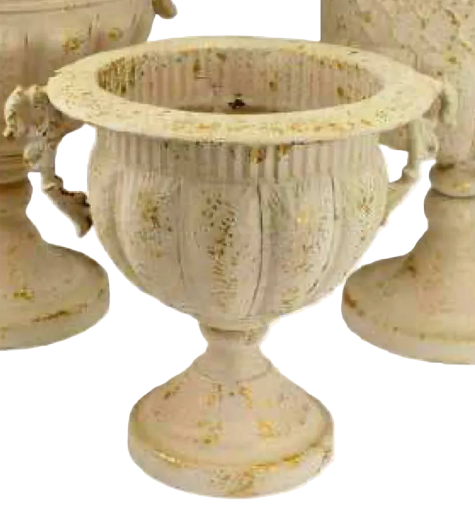 Squat Metal Pedestal Planter - Vintage Finish