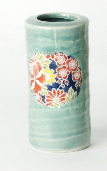 Spring Yuzen Tube Japanese Bud Vase