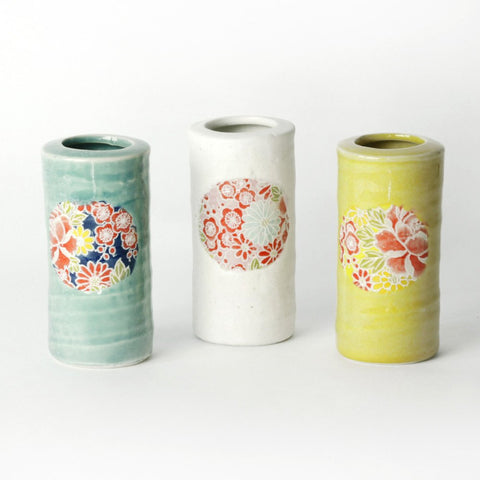 Spring Yuzen Tube Japanese Bud Vase