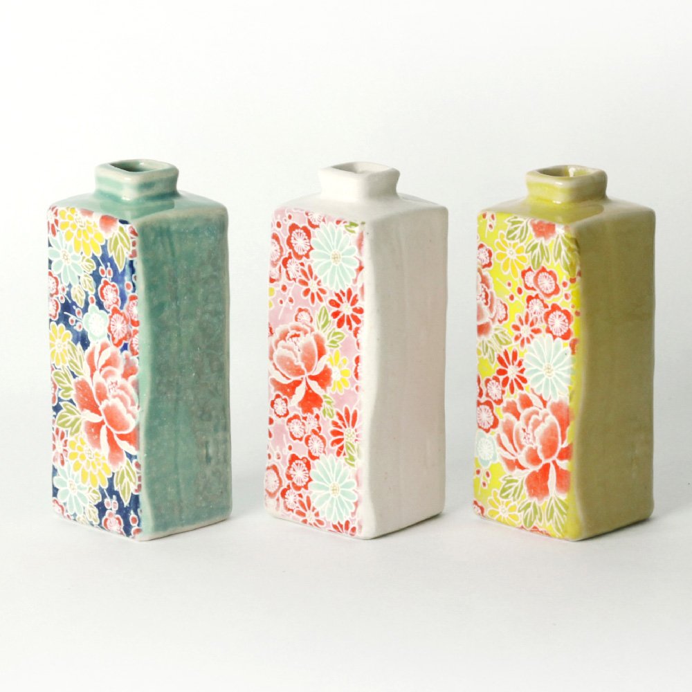 Spring Yuzen Rectangle Japanese Bud Vase