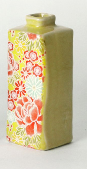 Spring Yuzen Rectangle Japanese Bud Vase