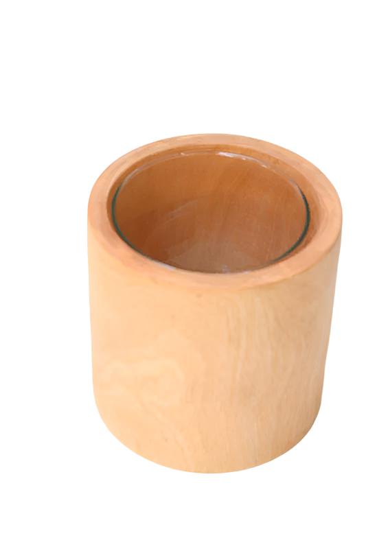 Wooden vase with Glass Insert