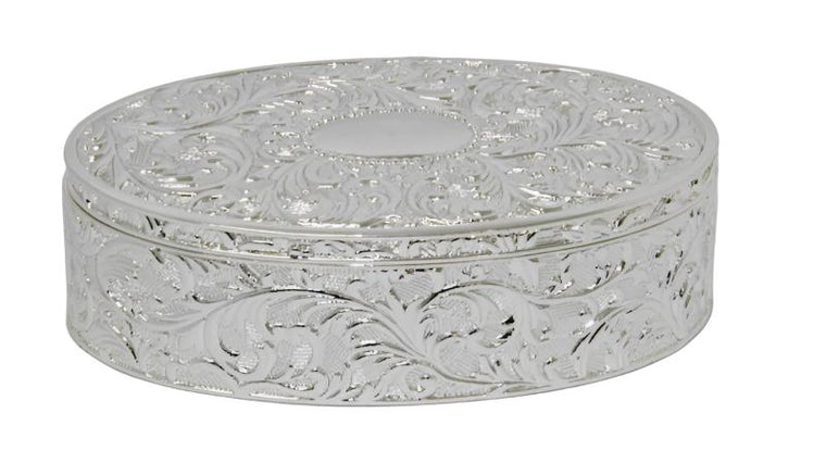 Decorative Box Shiny Sliver-Oval