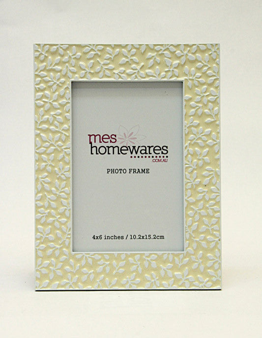 Photo Frame White Leaves 4×6