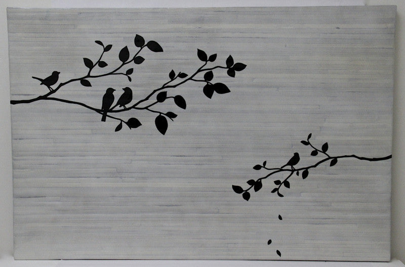 Wall Art Bird and Branch White Bamboo