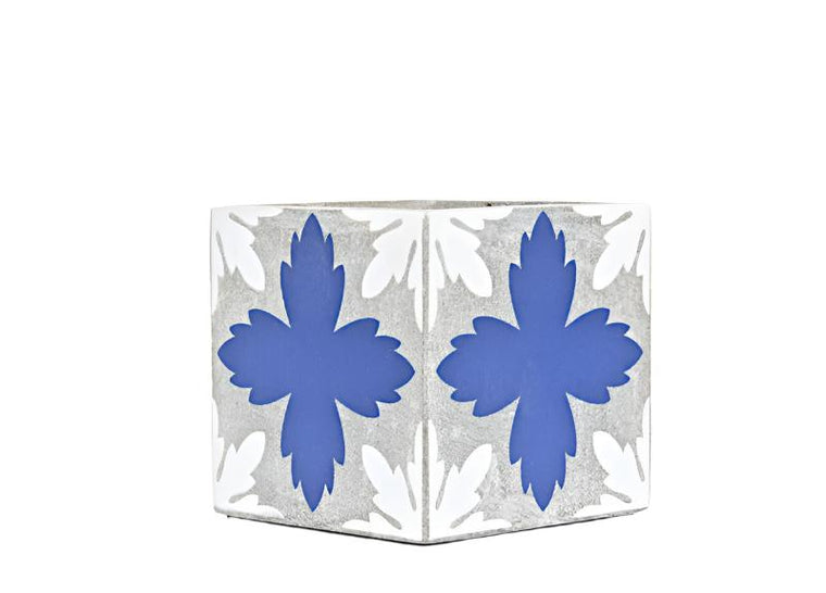 Cement Pot Blue & White