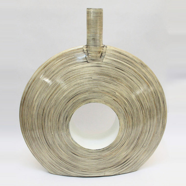 Vase Bamboo with inlaid Rattan  (60cm)
