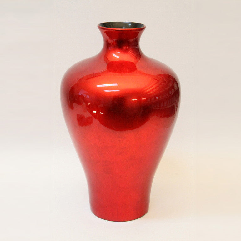 Vase Lacquer – Large Size- Red Silver (46cm)