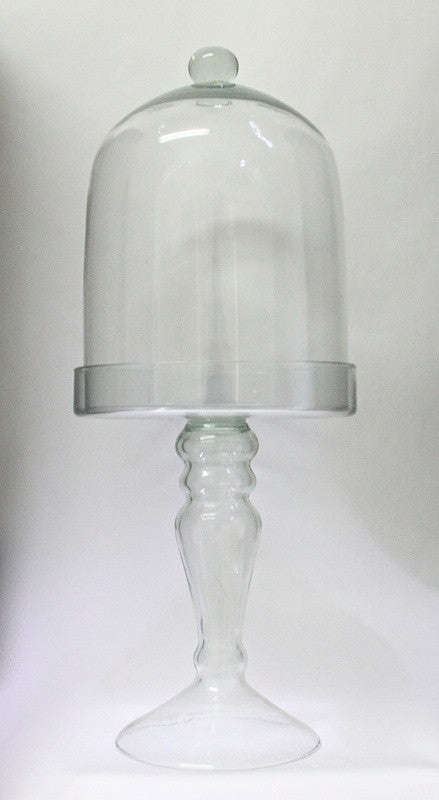 Glass Hurricane With Stem and Dome
